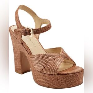 Marc Fisher LTD - Starla Block Heel Platform Sandal, Brown Natural, Size 7.5